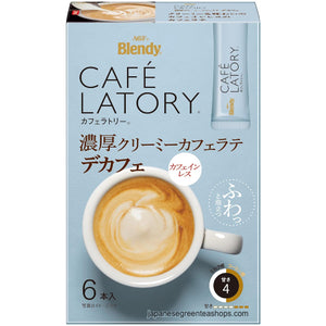 AGF Blendy Cafe Latory Rich Creamy Caffe Latte Decaf 6 Sticks