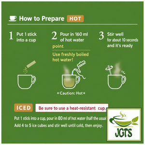 (AGF) - Blendy Cafe Latory Rich Pistachio White Chocolate Latte - Instructions to make hot or cold latte (E)