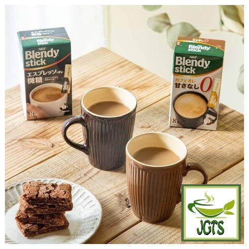 (AGF) Blendy Stick Cafe Au Lait (No Sugar) Instant Coffee 27 Sticks - one stick brewed in cup