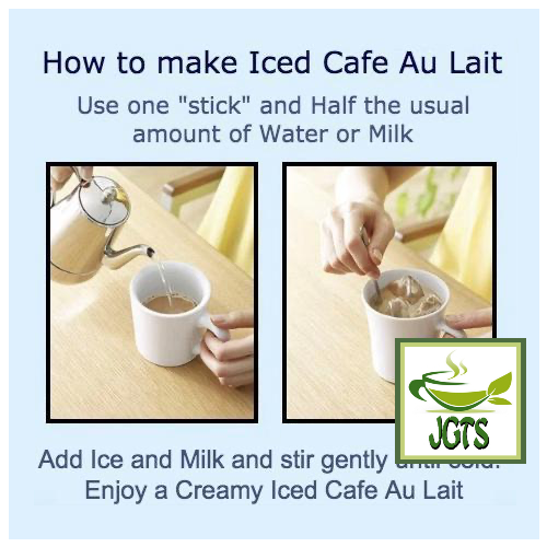 (AGF) Blendy Stick Cafe Au Lait (Original) Instant Coffee 27 sticks - Instructions to make Iced Cafe Au Lait