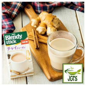 (AGF) Blendy Stick Chai Tea Ole 6 Sticks - Box and cup of Chai tea
