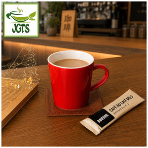Doutor Cafe Au Lait Mild Instant Coffee 10 Sticks - One stick with cup hot in coffee shop