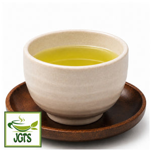 First Harvest - Sencha with Gyokuro - Brewed in a white Japanese tea cup