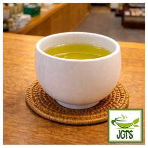 GENMAICHA (Brown rice tea) with UJI MATCHA - brewed in cup at teashop