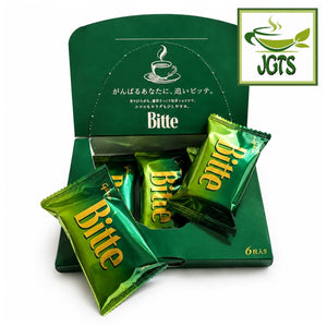 Glico Bitte Matcha Chocolate - Open box with wrapped cookies