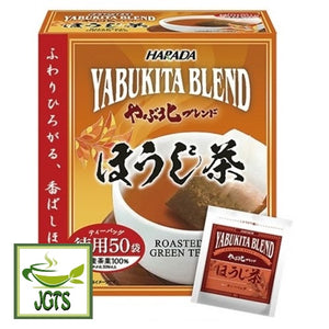 Harada Yabukita Blend Tokuyo Houjicha 50 Pack - package and one teabag