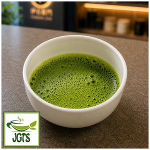 (Iyemon) Stone Ground Uji Matcha - A bowl of whisked matcha
