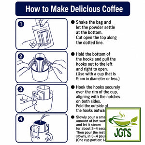Key Coffee Grand Taste Rich Blend Drip Coffee - Instructions how to brew drip packets (E)