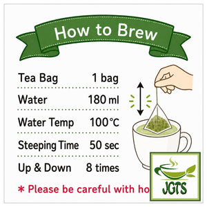 Kunitaro Moomin Decaffeinated Green Tea Bags - Instructions how to brew (E)