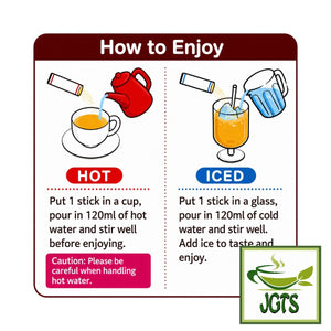 Meito Sangyo Ginger Black Tea Sticks - Instructions to brew ginger tea (E)