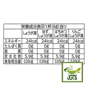 Meito Sangyo Stick Mate - Ginger Assortment 20 Sticks - Nutrition Information