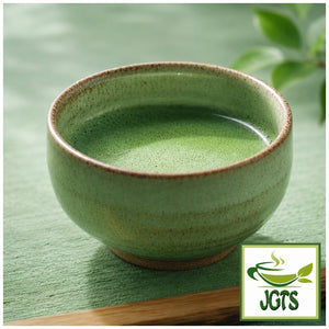 (Mizusouen Honpo) Organically Grown Powdered Green Tea - fresh brewed in a cup