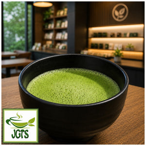 (Nanaya) Uji Matcha 30g - Bowl of matcha served at tea shop