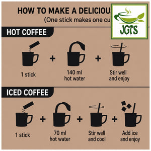 (Nescafe) - Gold Blend Rich Deep Black Instant Coffee 20 Sticks - Instructions to make Hot or Cold Instructions (E)