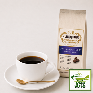 Ogawa Coffee Shop ~ Blue Mountain Blend Ground Coffee ~ Package and brewed Coffee in a Cup