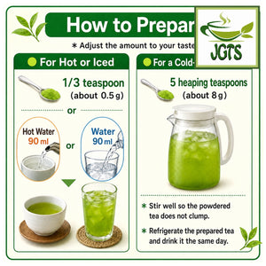 Organic - Powdered Green Tea from Kagoshima - How to brew organic green tea hot or cold (E)