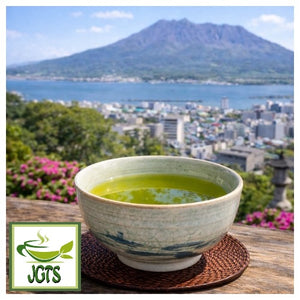 Organic Powdered Green Tea from Kagoshima - brewed cup of kagoshima green tea