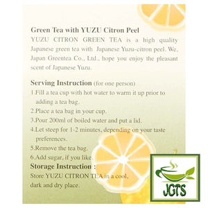 Tea Boutique Yuzu Green Tea (Green Tea with YUZU Citron) - Serving Instructions