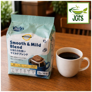 Top Value. Smooth & Mild Blend Drip Coffee - Product and cup of coffee