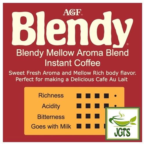 (AGF) Blendy Mellow Aroma Blend Instant Coffee - Flavor chart English