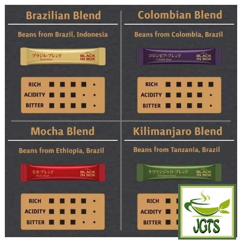 (AGF) Maxim Black In Box Assortment Instant Coffee 8 sticks (16 grams) Flavor Chart