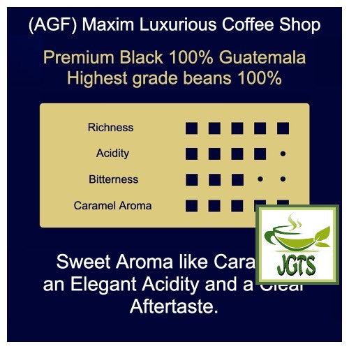 (AGF) Maxim Luxurious Coffee Shop Premium Black 100% Guatemalan 20 Sticks Flavor Chart