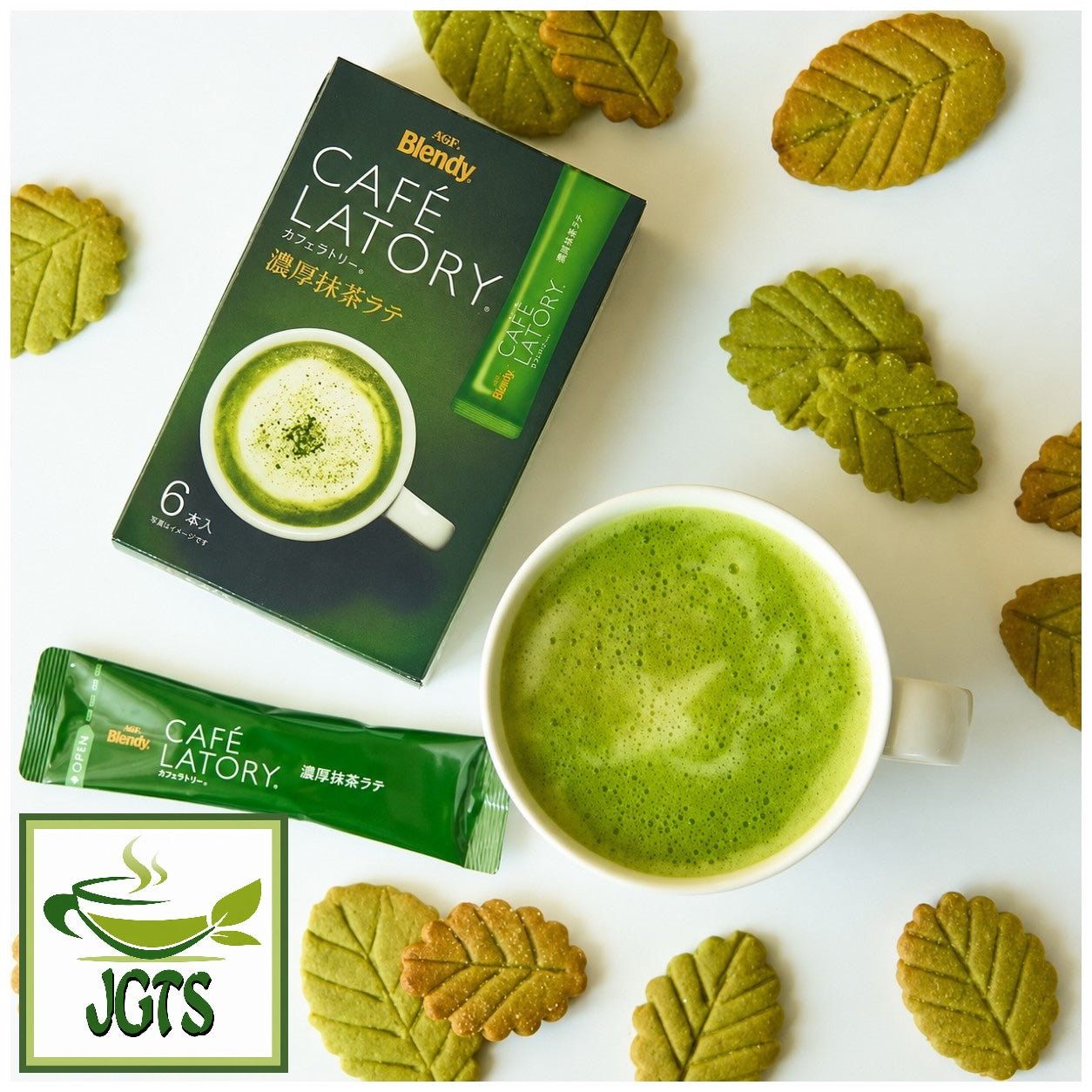 AGF - Blendy Cafe Latory Matcha Latte 6 Sticks - Matcha latte, box and stick