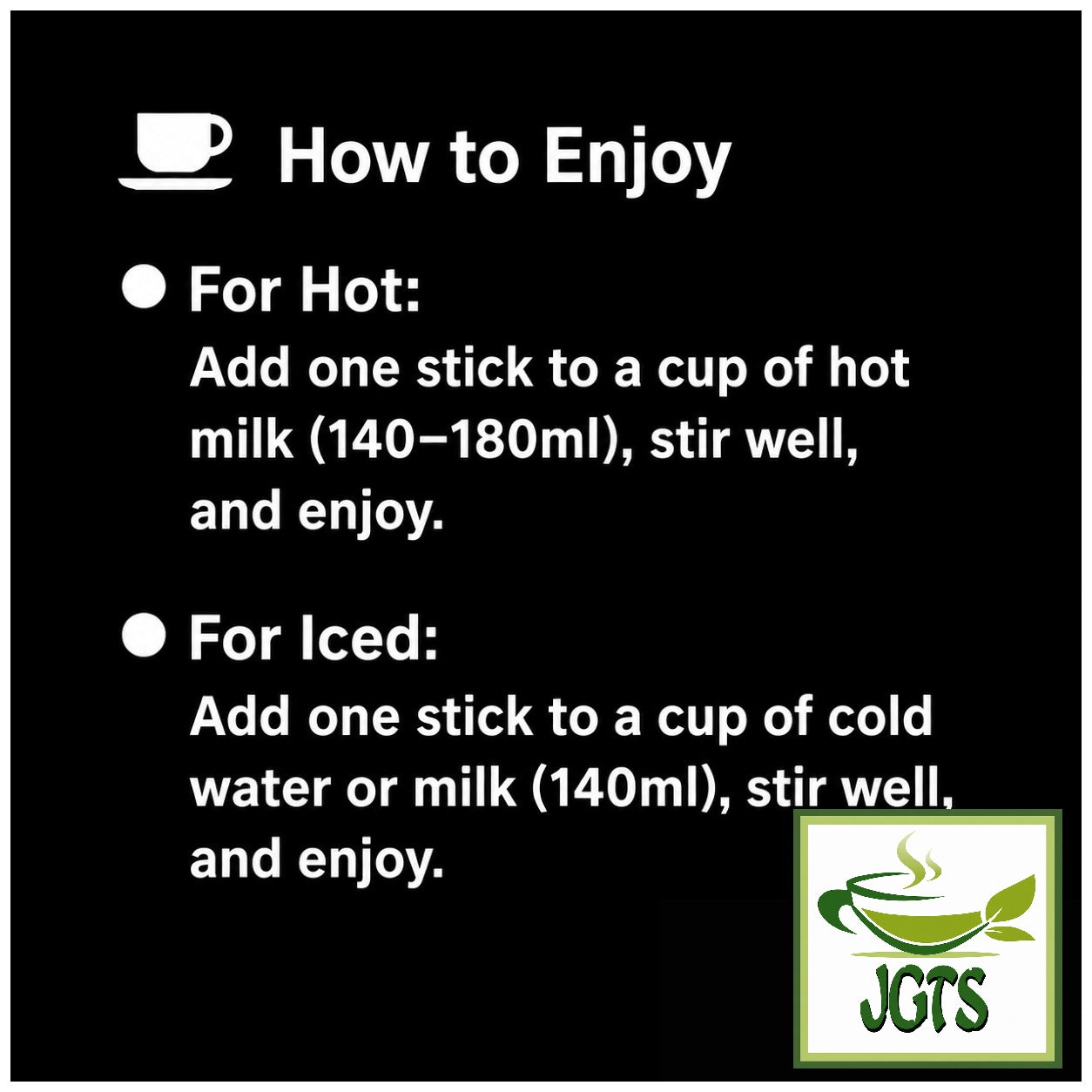 AGF - Blendy "For Me" Instant Coffee - Instructions how to make hot or cold (E)