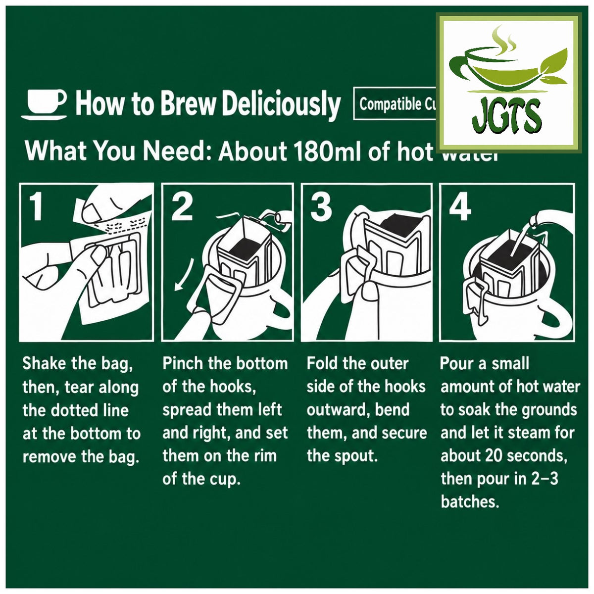 AGF Blendy Drip Coffee Special Blend (18 Pack)  - How to drip brew Blendy coffee filter packets (E)