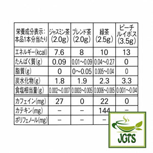 AGF Blendy My Bottle Stick Tea Assortment - Nutrition information 