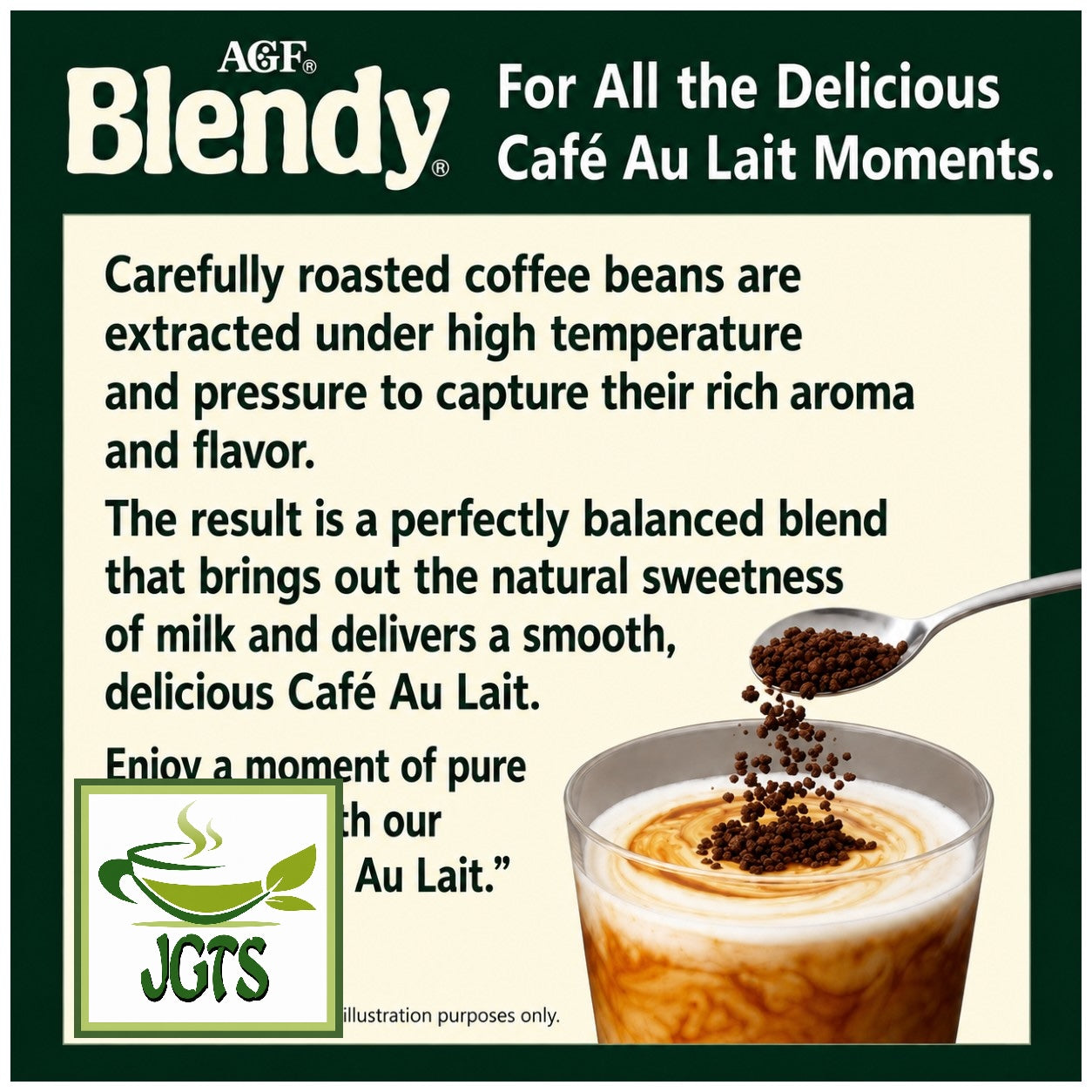AGF Blendy Personal Instant Coffee - Great for making Cafe Au Lait (English)
