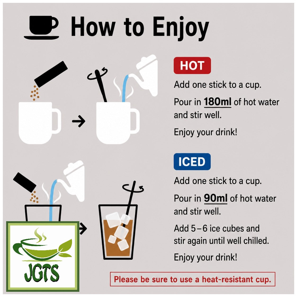 AGF Blendy Stick Espresso Au Lait Instant Coffee 24 Sticks - Instructions how to brew English