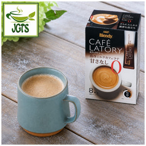 (AGF) - Blendy Cafe Latory Milk Non-Sweet Cafe Latte 8 Sticks - served hot in mug