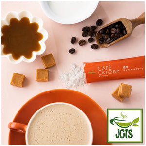 (AGF) - Blendy Cafe Latory Rich Caramel Macchiato (7 Sticks)  - brewed in mug with caramel