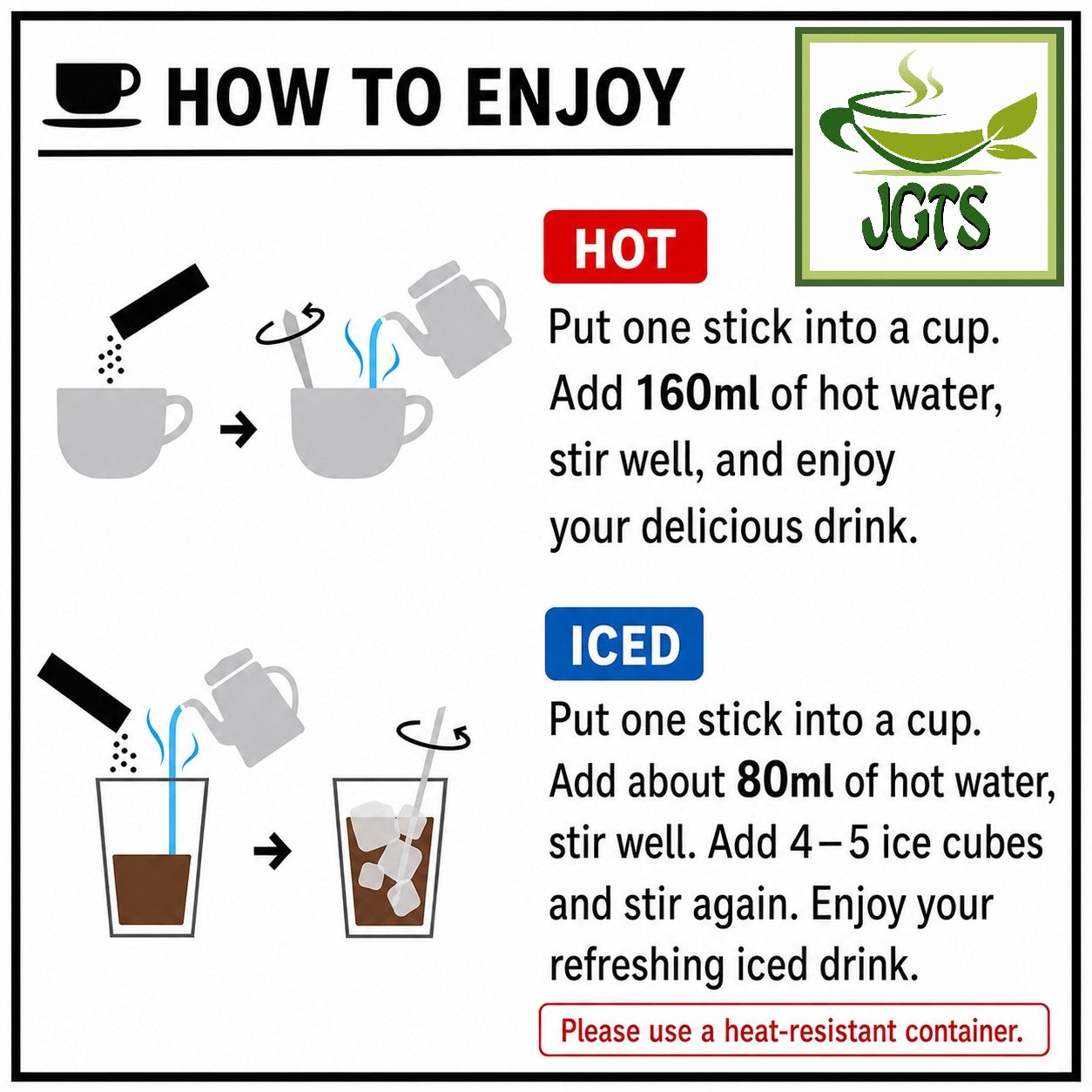 (AGF) - Blendy Cafe Latory Rich Creamy Caffe Latte Decaf - Instructions how to prepare hot or cold (E)