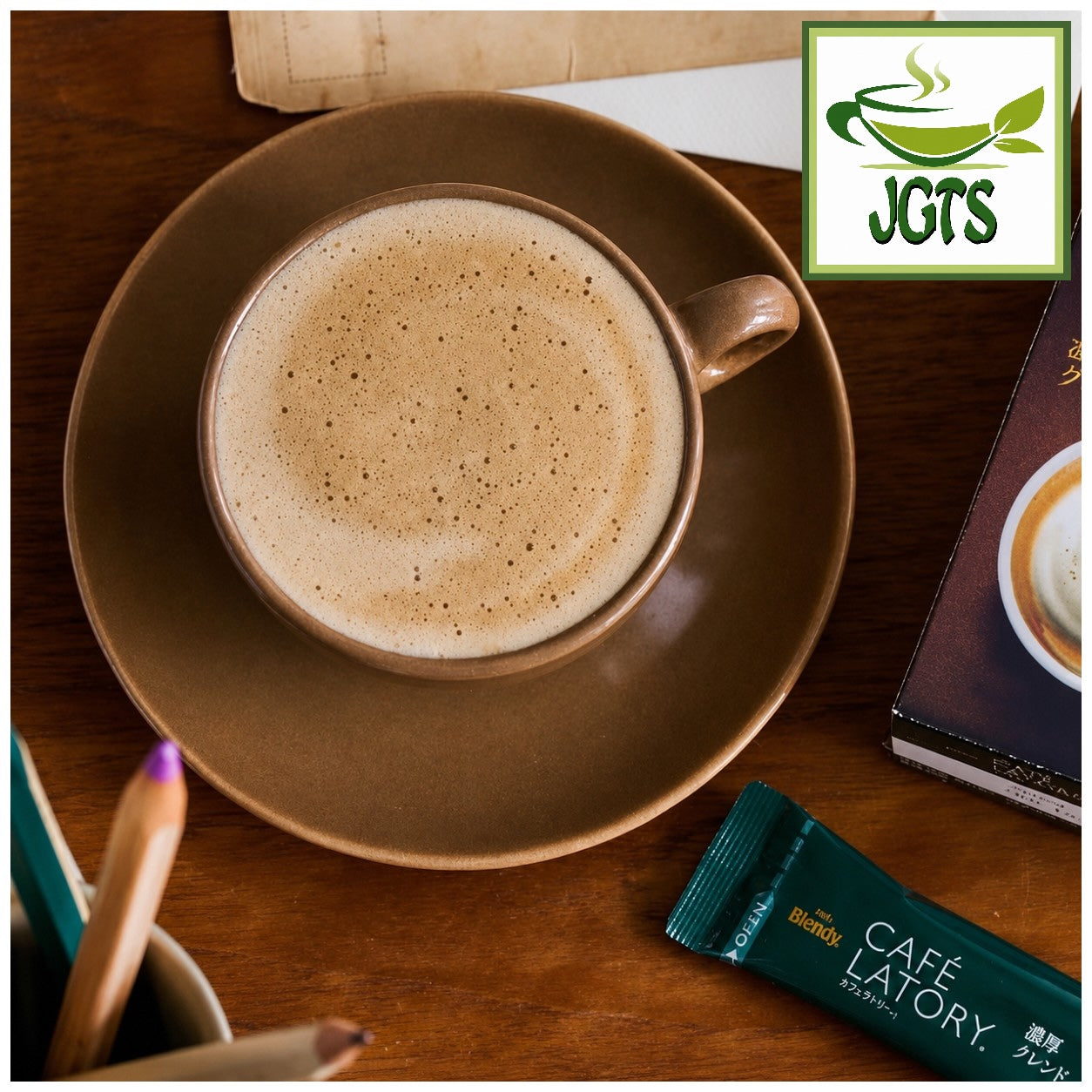 (AGF) - Blendy Cafe Latory Rich Creamy Cappuccino Latte 16 Sticks - Fresh brewed in cup view