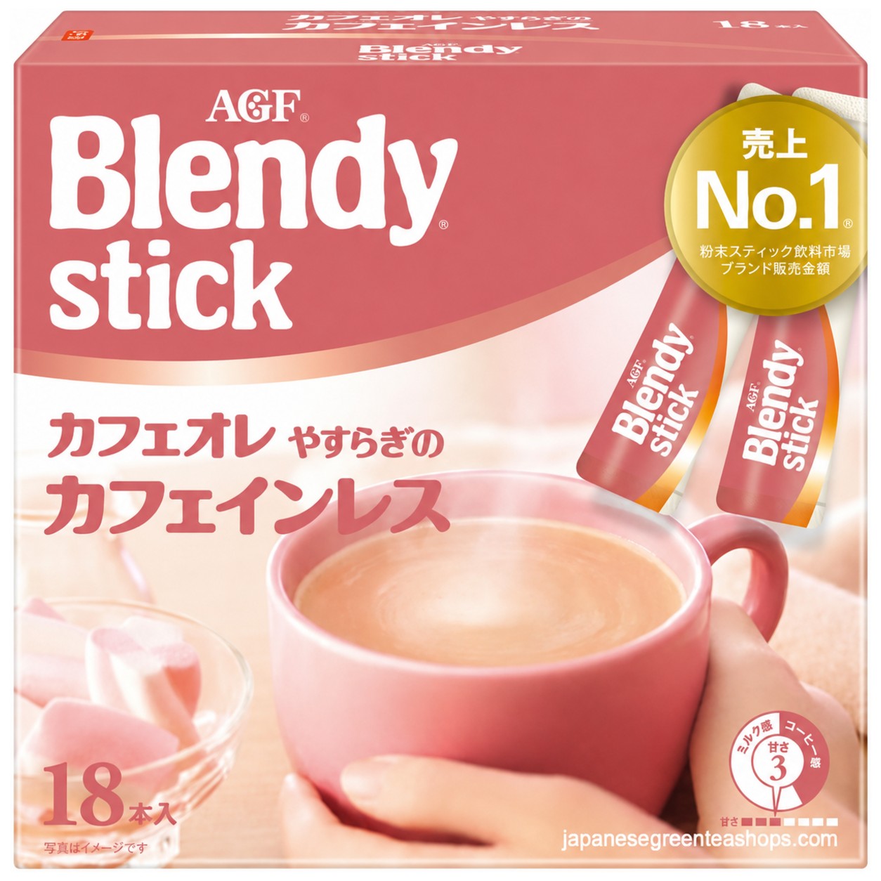 AGF) Blendy Stick Cafe Au Lait Caffeine Free Instant Coffee 18