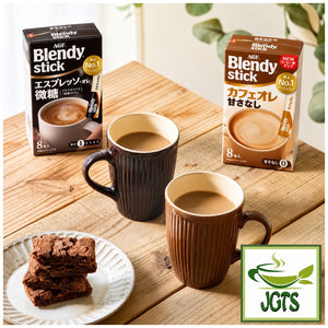(AGF) - Blendy Stick Cafe Au Lait (No Sugar) Instant Coffee 24 Sticks - boxes and 2 cups of brewed coffee