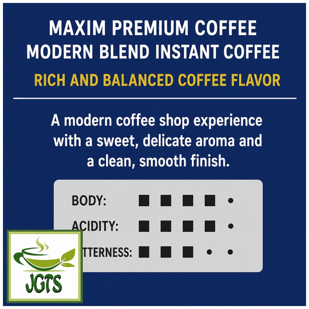 (AGF) - Luxurious Coffee Shop Modern Blend Instant Coffee (Jar) - Coffee Flavor Chart (E)