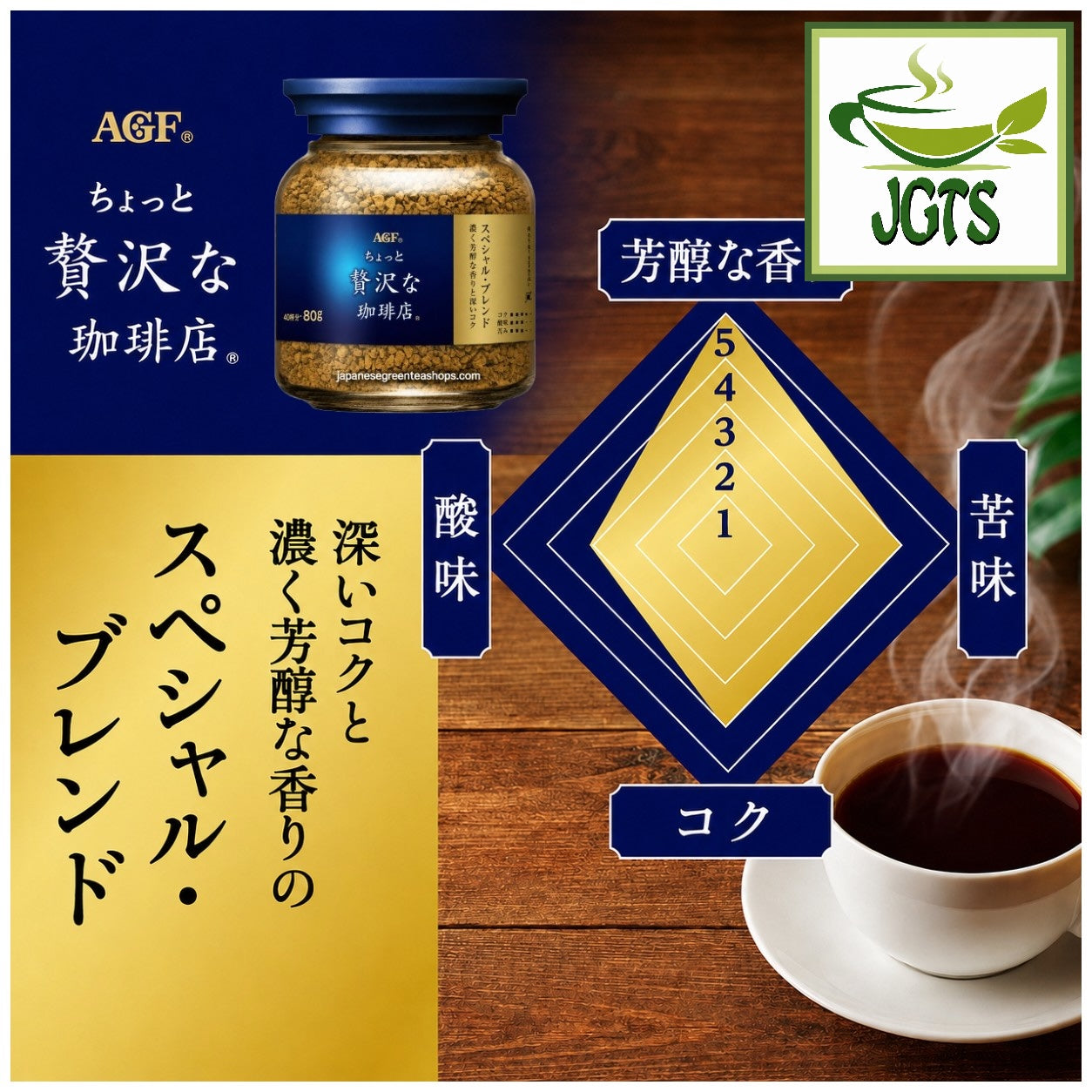 (AGF) - Luxurious Coffee Shop Special Blend Instant Coffee (Jar) - Flavor graph