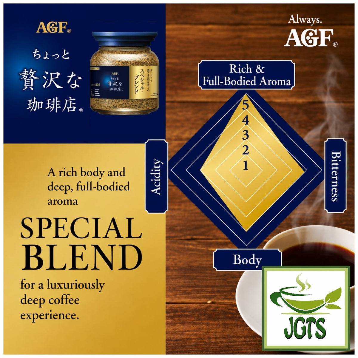 (AGF) - Luxurious Coffee Shop Special Blend Instant Coffee (Jar) - Flavor graph (E)