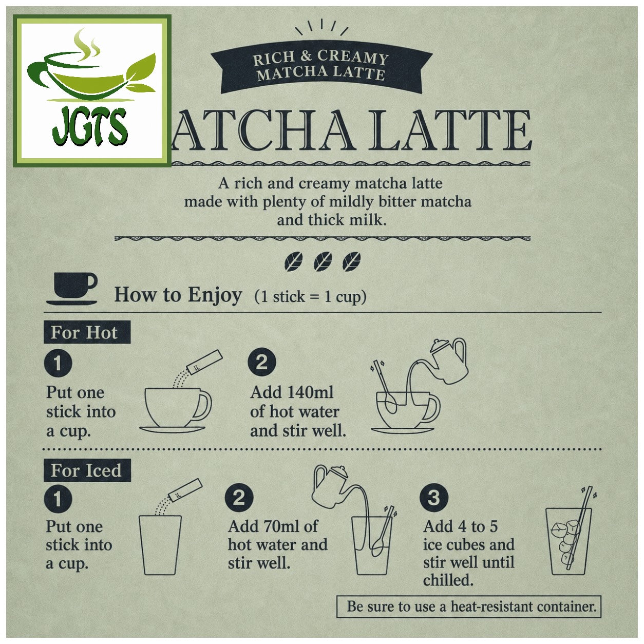 (AGF) - Professional Rich Matcha Latte - Instructions to brew Matcha Latte (E)