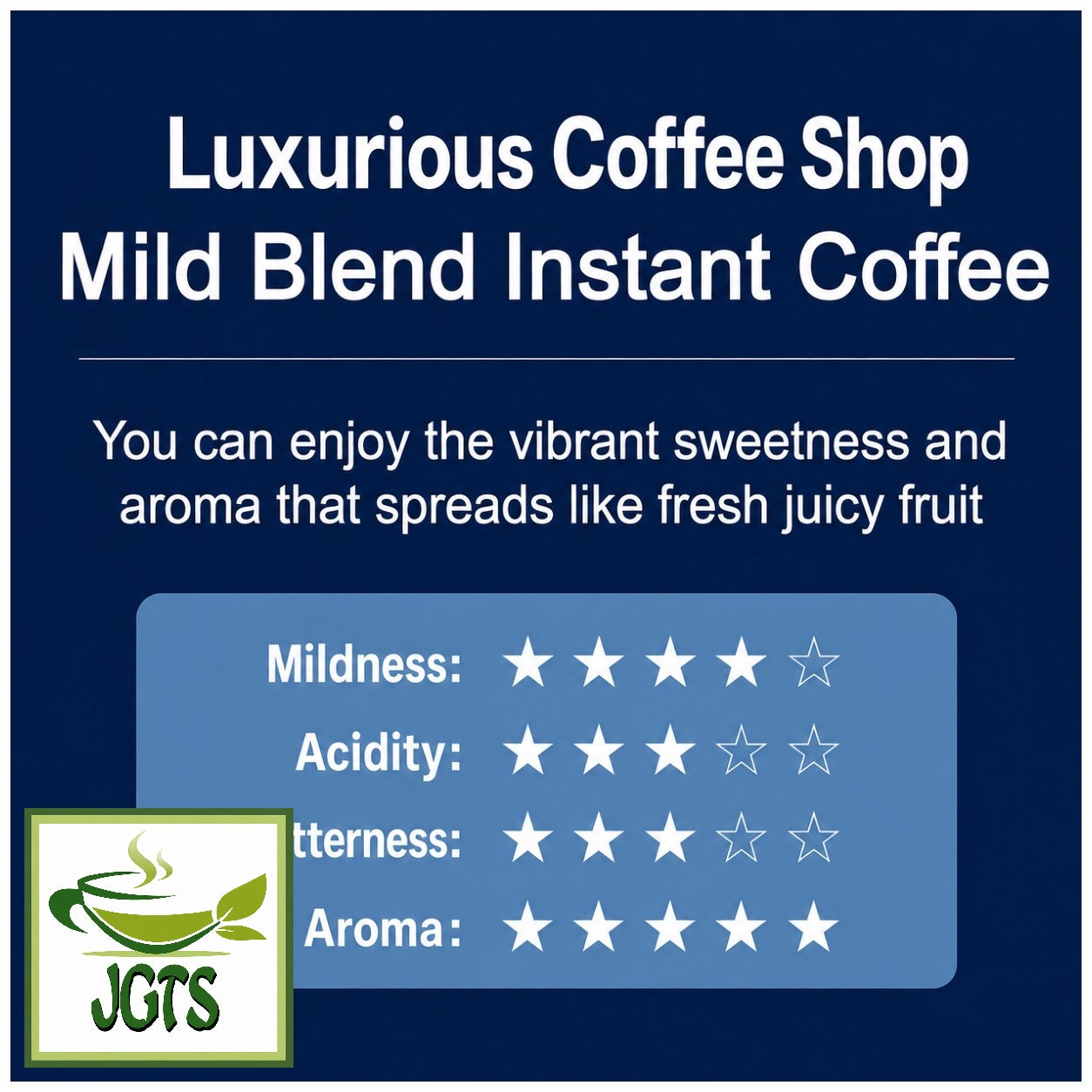(AGF) . Luxurious Coffee Shop Mild Blend Instant Coffee (Jar) - Flavor chart (E)