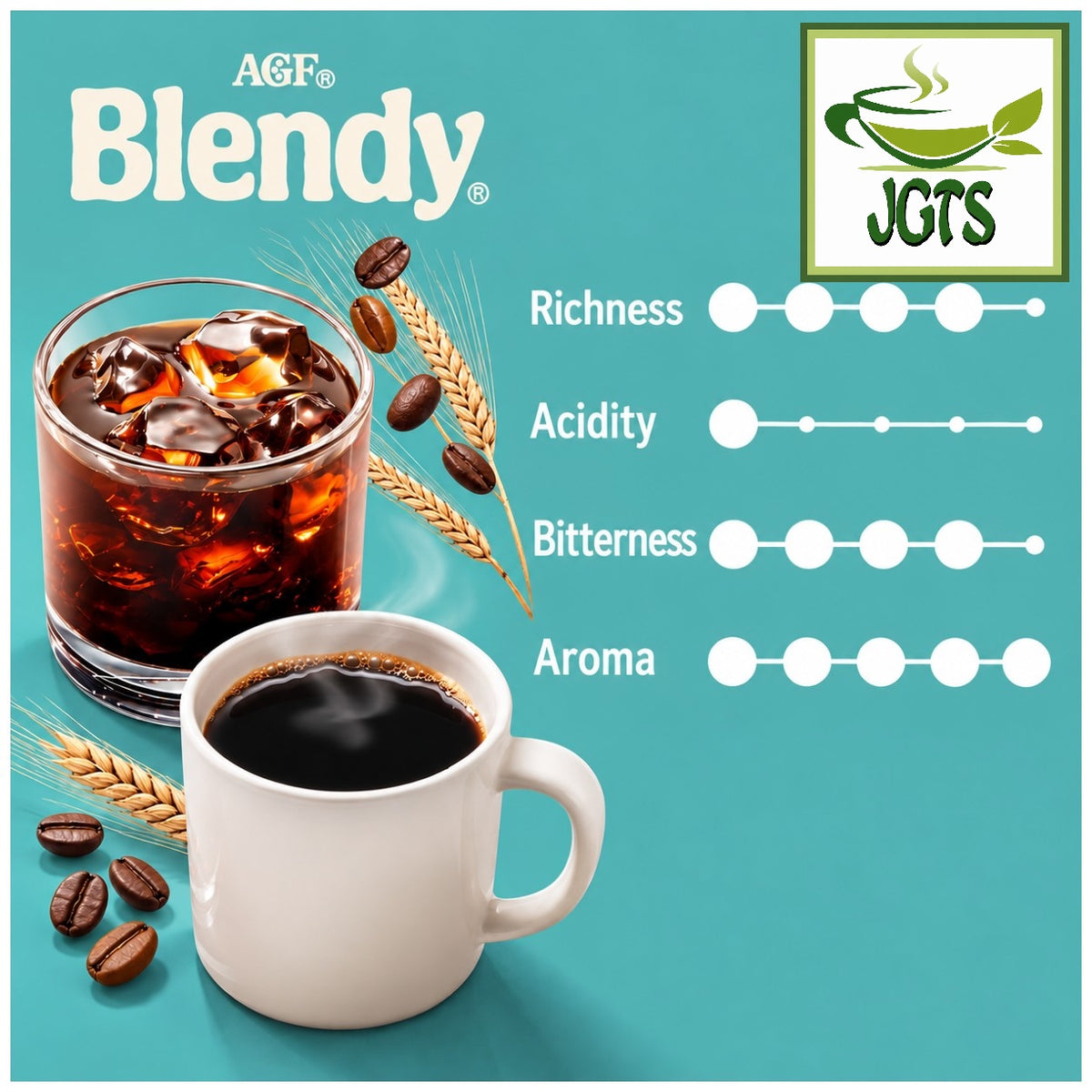 (AGF) Blendy Barley and Coffee Instant Coffee Sticks - Flavor chart (E)