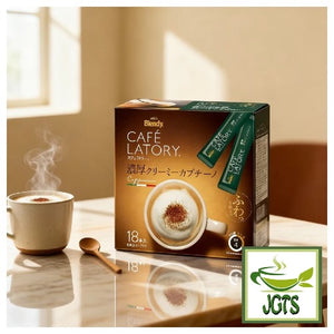(AGF) Blendy Cafe Latory Rich Creamy Cappuccino Latte 16 Sticks Package with coffee in cup