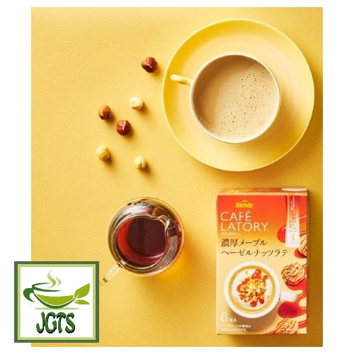 (AGF) Blendy Cafe Latory Rich Maple Hazelnut Latte - Box, cup and maple