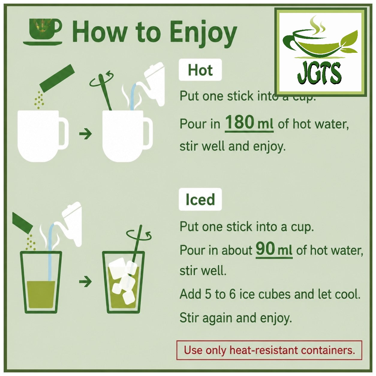 (AGF) Blendy Matcha Au Lait 6 Sticks - How to brew hot or cold (E)