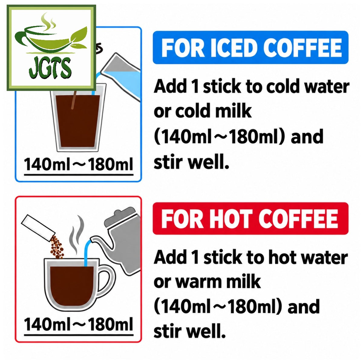 (AGF) Blendy Morihiko Time Black Deep Flavor Coffee Sticks - How to brew Morihiko coffee hot or cold (E)