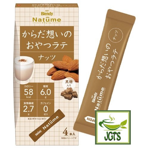 (AGF) Blendy Natume Snack Latte Nuts - Package and one stick