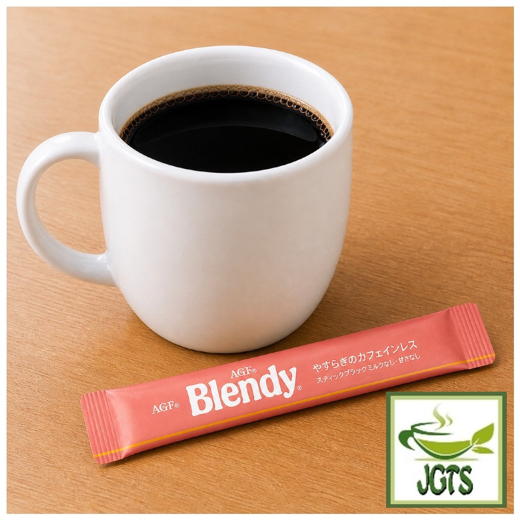 (AGF) Blendy Stick Black Soothing Caffeine-Free Coffee - Cup of coffee and one stick